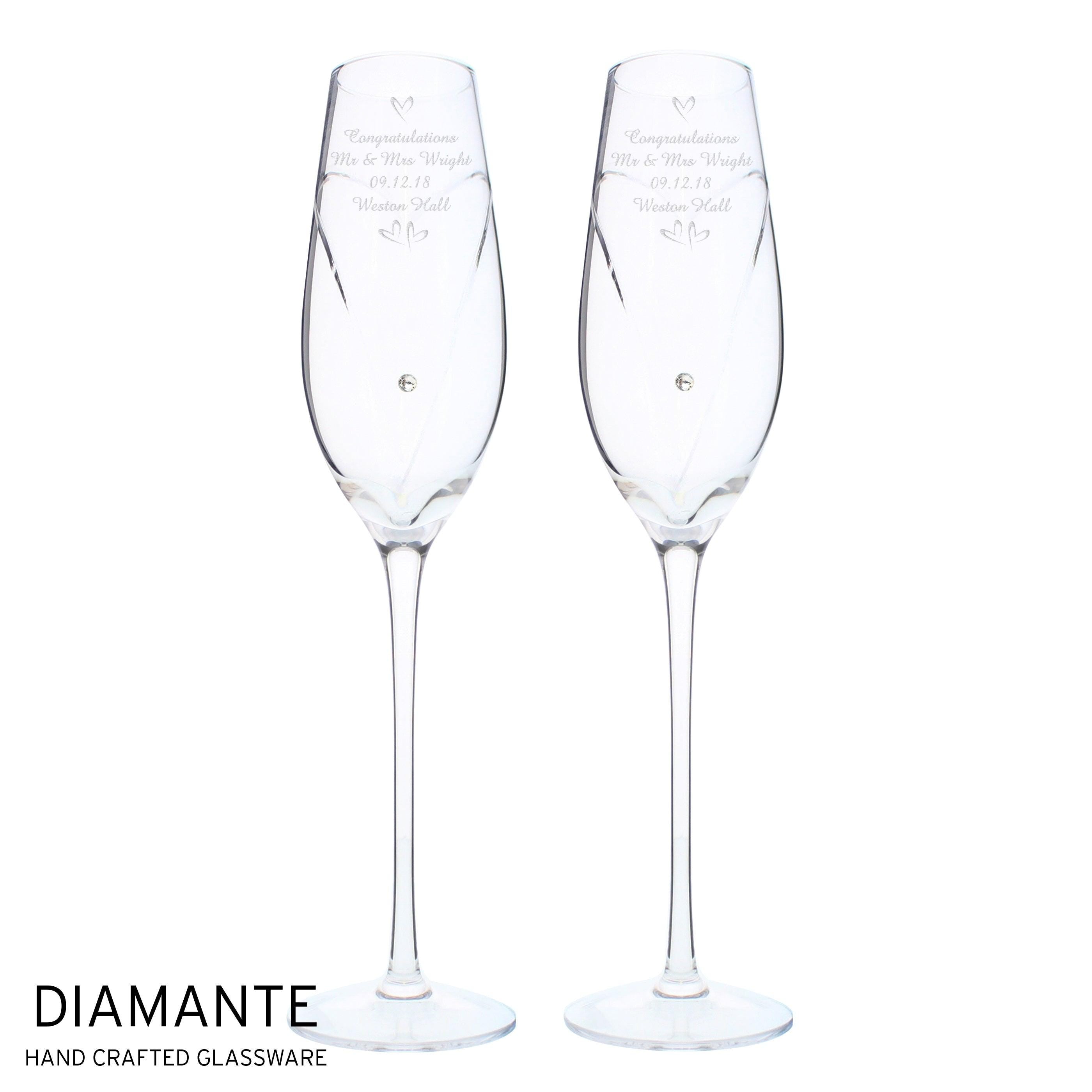 Personalised Hand Cut Little Hearts Pair of Flutes with Gift Box - Inspired Creative Gifts