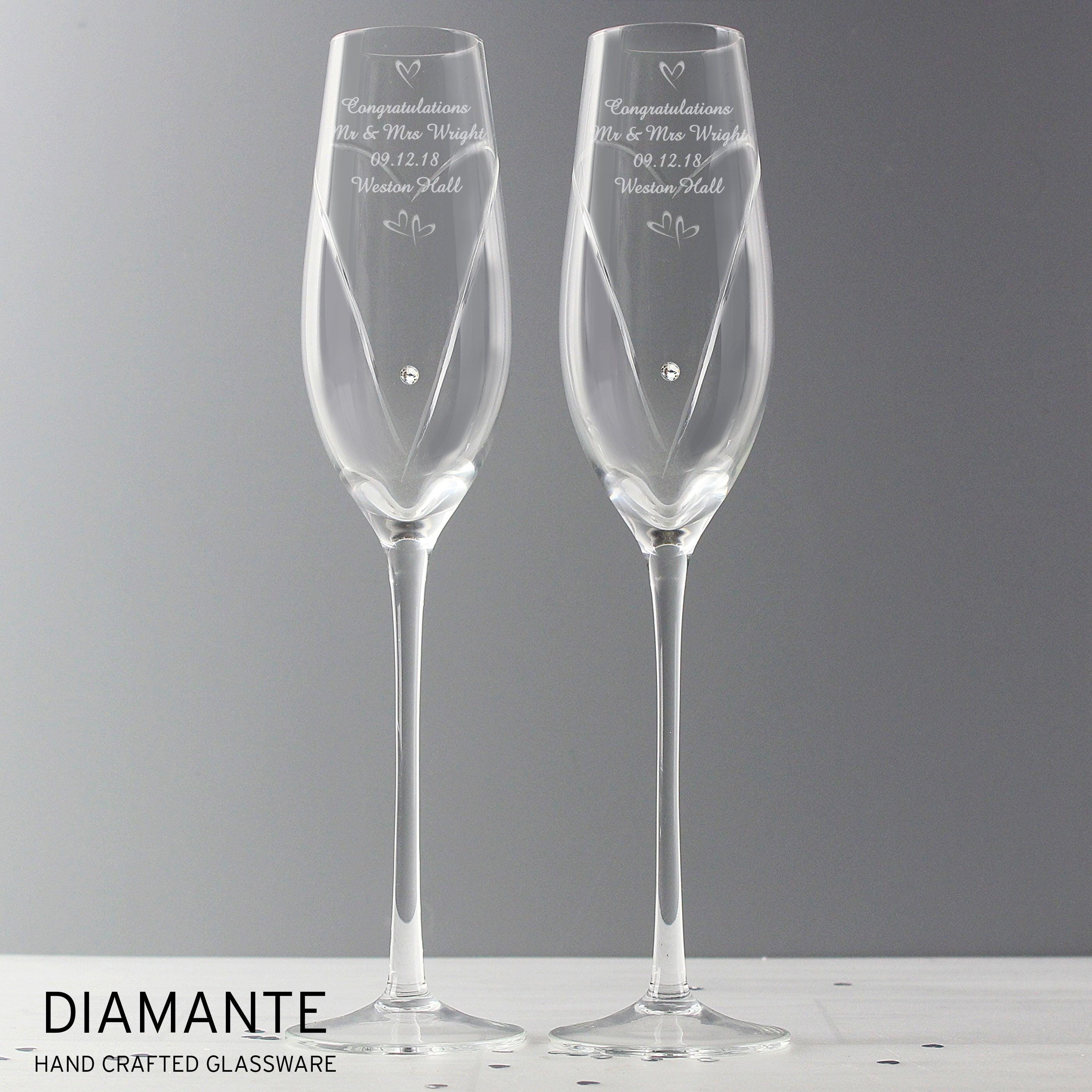 Personalised Hand Cut Little Hearts Pair of Flutes with Gift Box - Inspired Creative Gifts