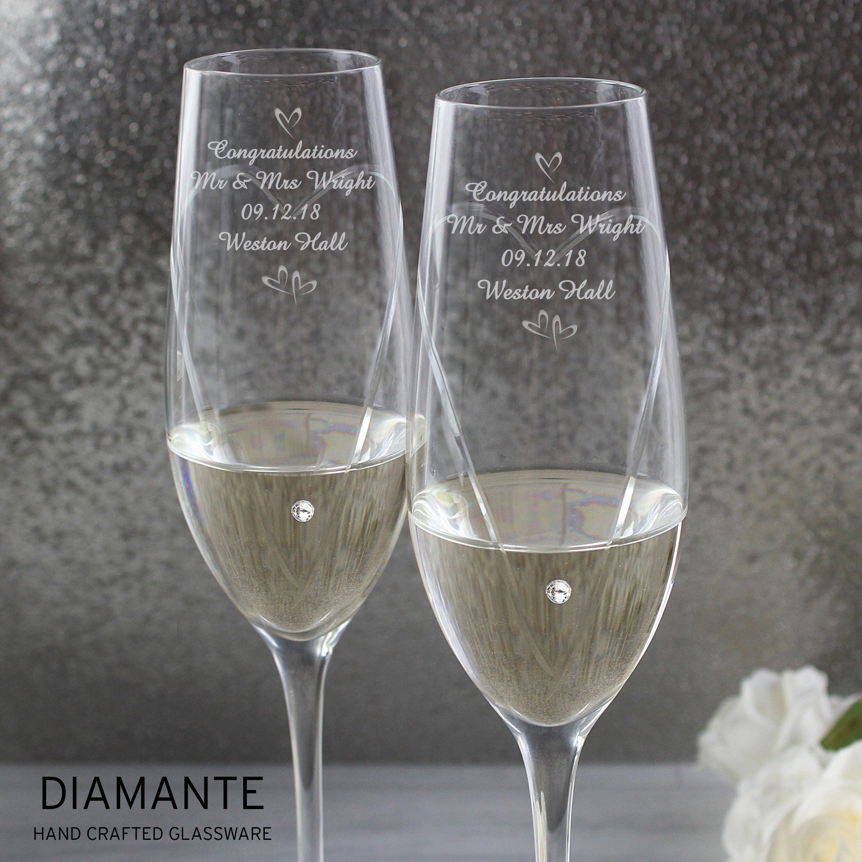 Personalised Hand Cut Little Hearts Pair of Flutes with Gift Box - Inspired Creative Gifts