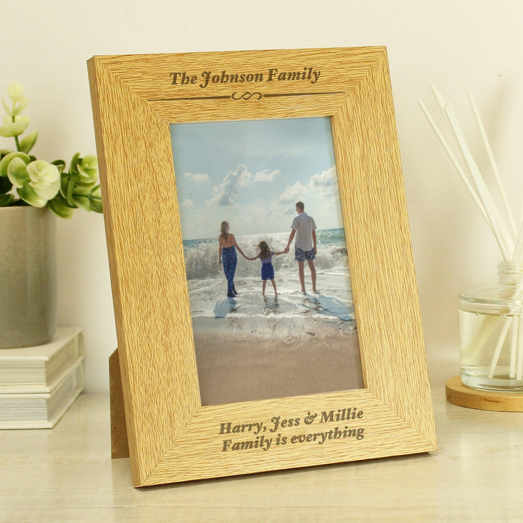 Personalised Formal 6x4 Oak Finish Photo Frame - Inspired Creative Gifts