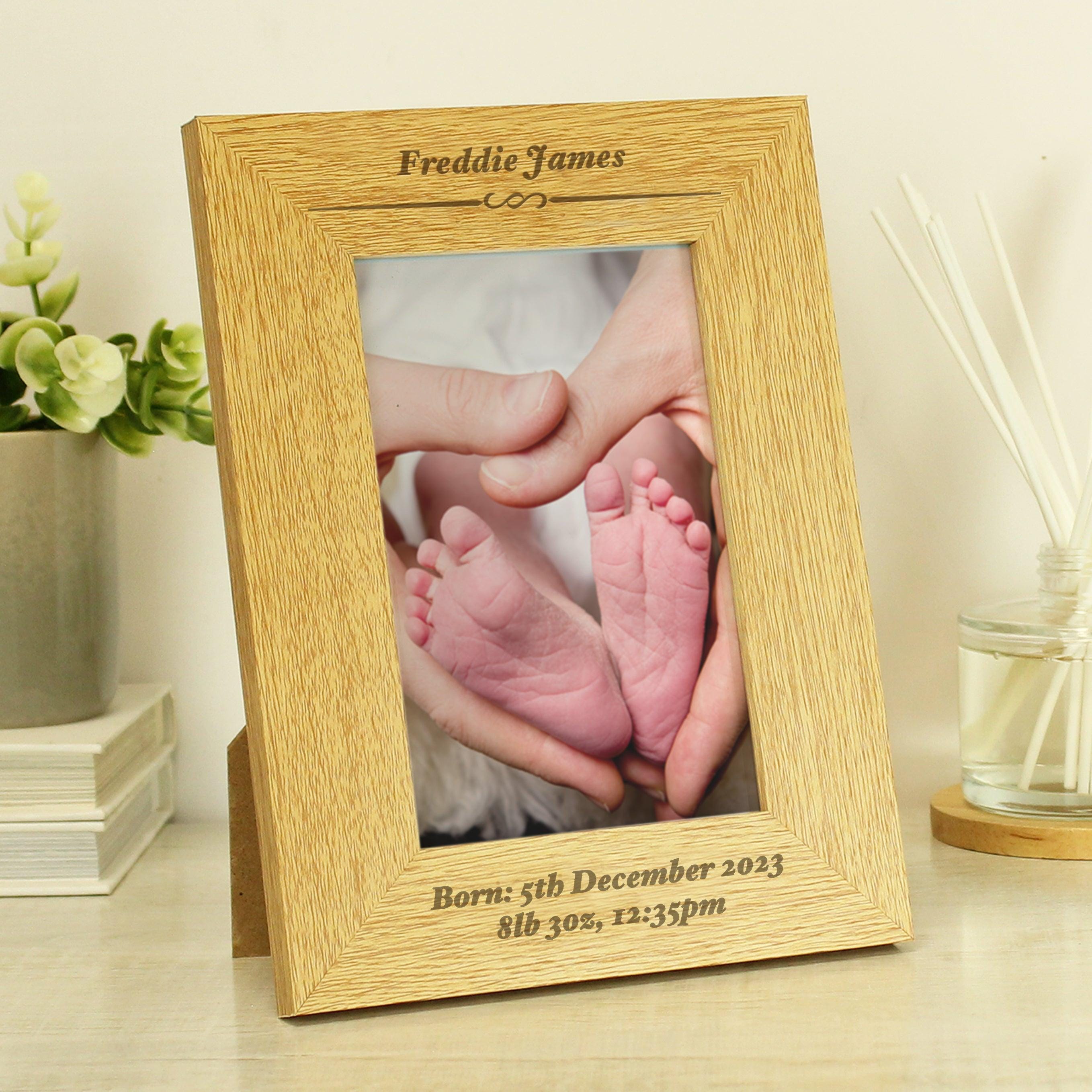 Personalised Formal 6x4 Oak Finish Photo Frame - Inspired Creative Gifts