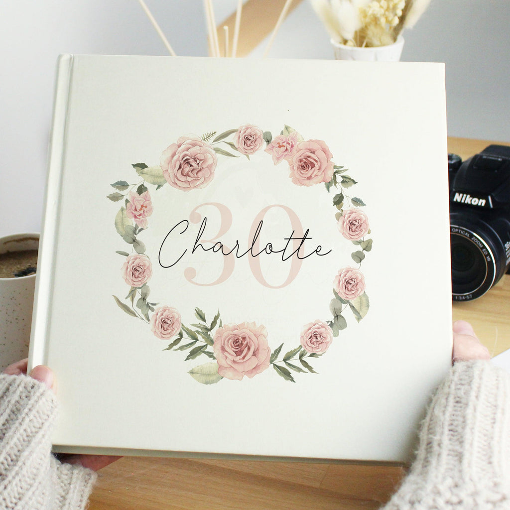 Personalised Floral Wreath Square Photo Album - Inspired Creative Gifts