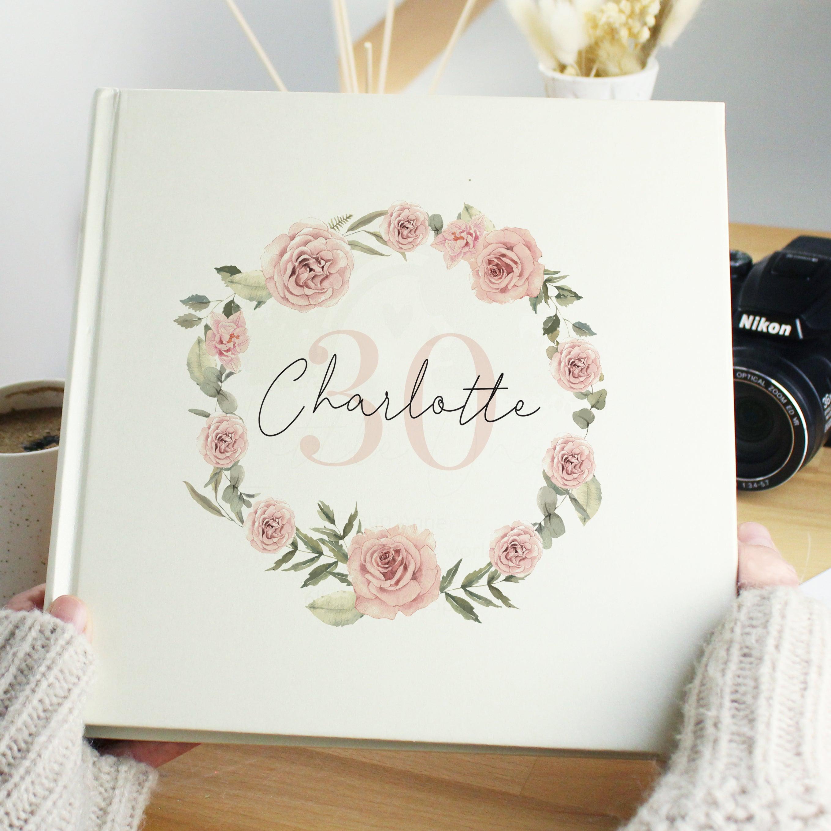 Personalised Floral Wreath Square Photo Album - Inspired Creative Gifts