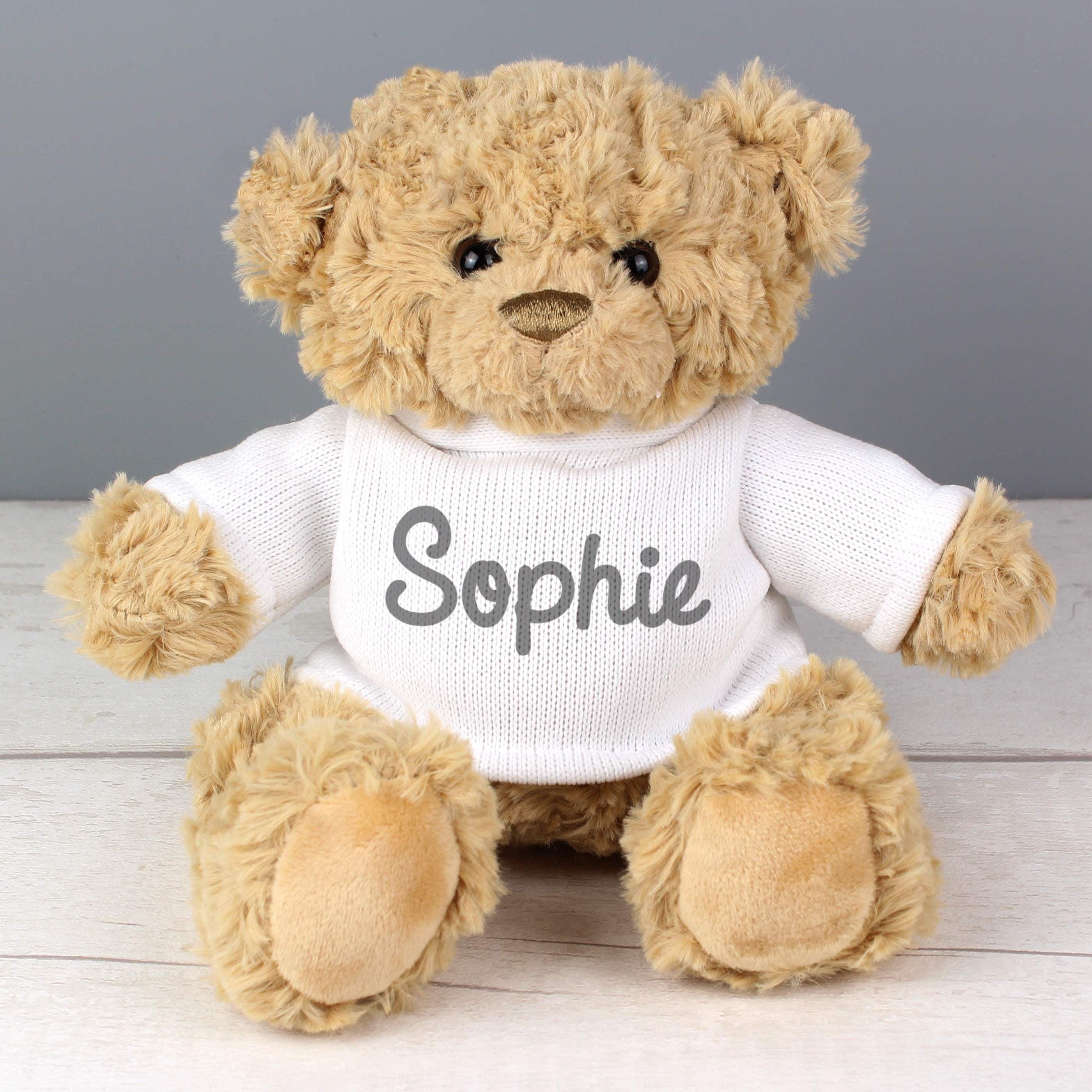 Personalised Name Only Teddy Bear  - Grey - Inspired Creative Gifts