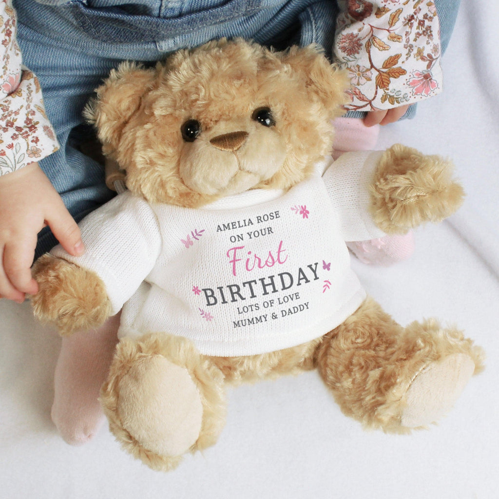 Personalised Girls Free Text Teddy Bear - Inspired Creative Gifts