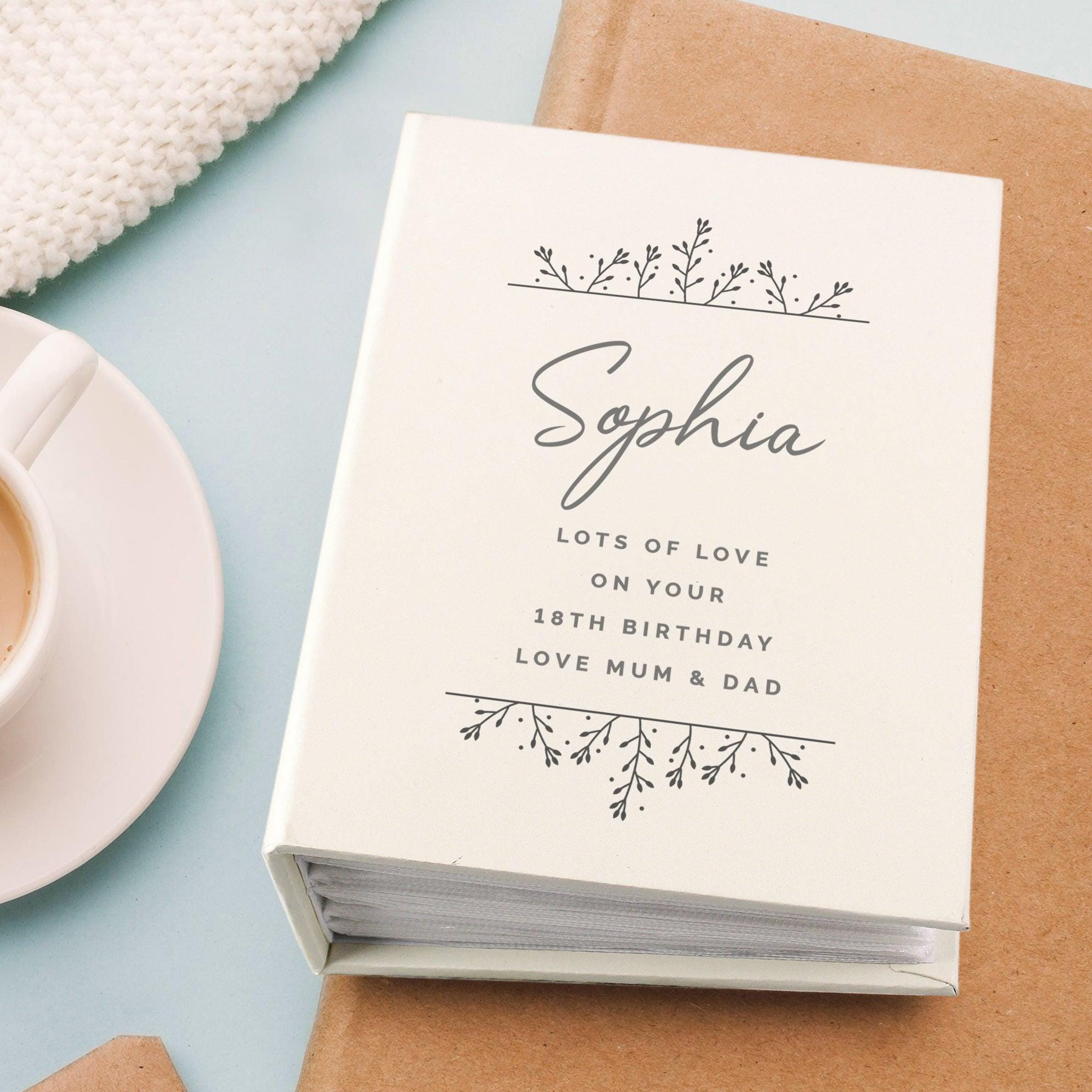 Personalised Floral 6x4 Photo Album with Sleeves - Inspired Creative Gifts
