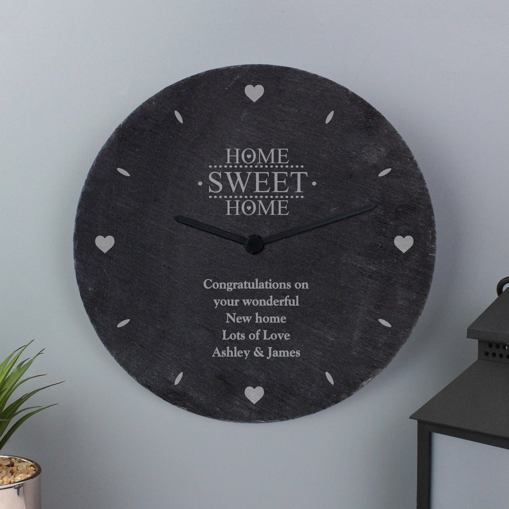 Personalised Home Sweet Home Slate Clock - Inspired Creative Gifts