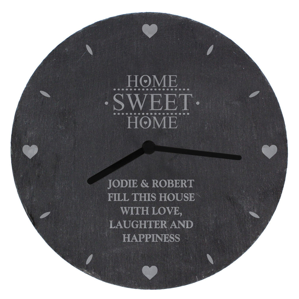 Personalised Home Sweet Home Slate Clock - Inspired Creative Gifts