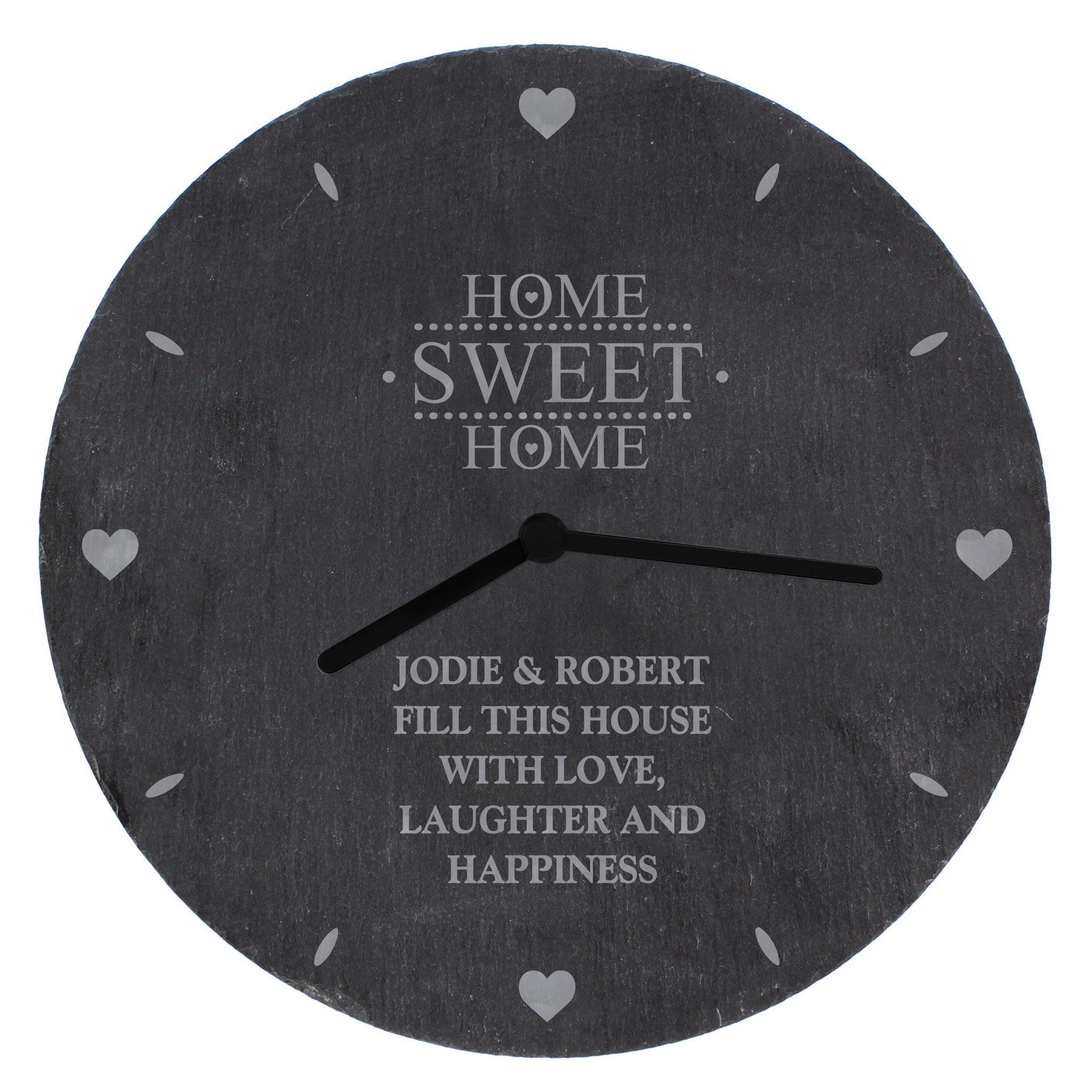 Personalised Home Sweet Home Slate Clock - Inspired Creative Gifts
