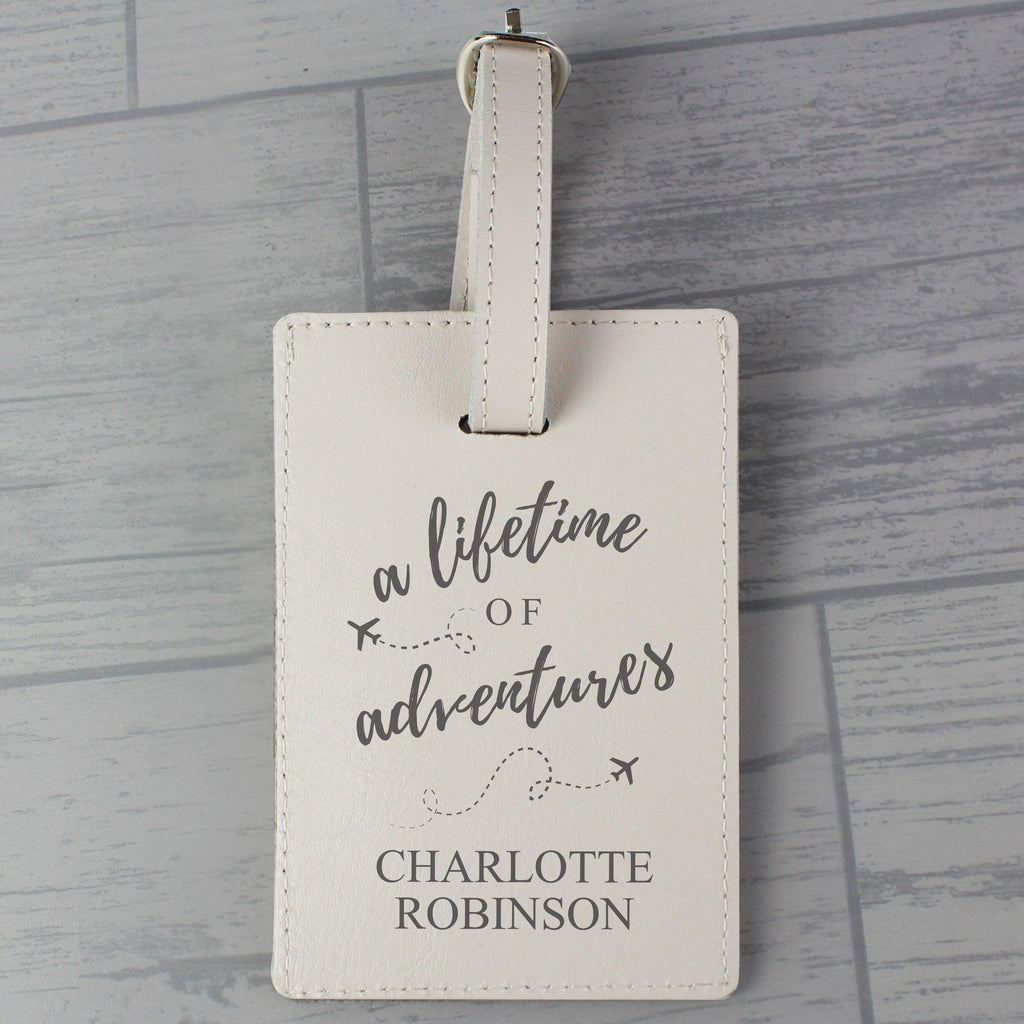 Personalised 'Lifetime of Adventures' Cream Luggage Tag - Inspired Creative Gifts