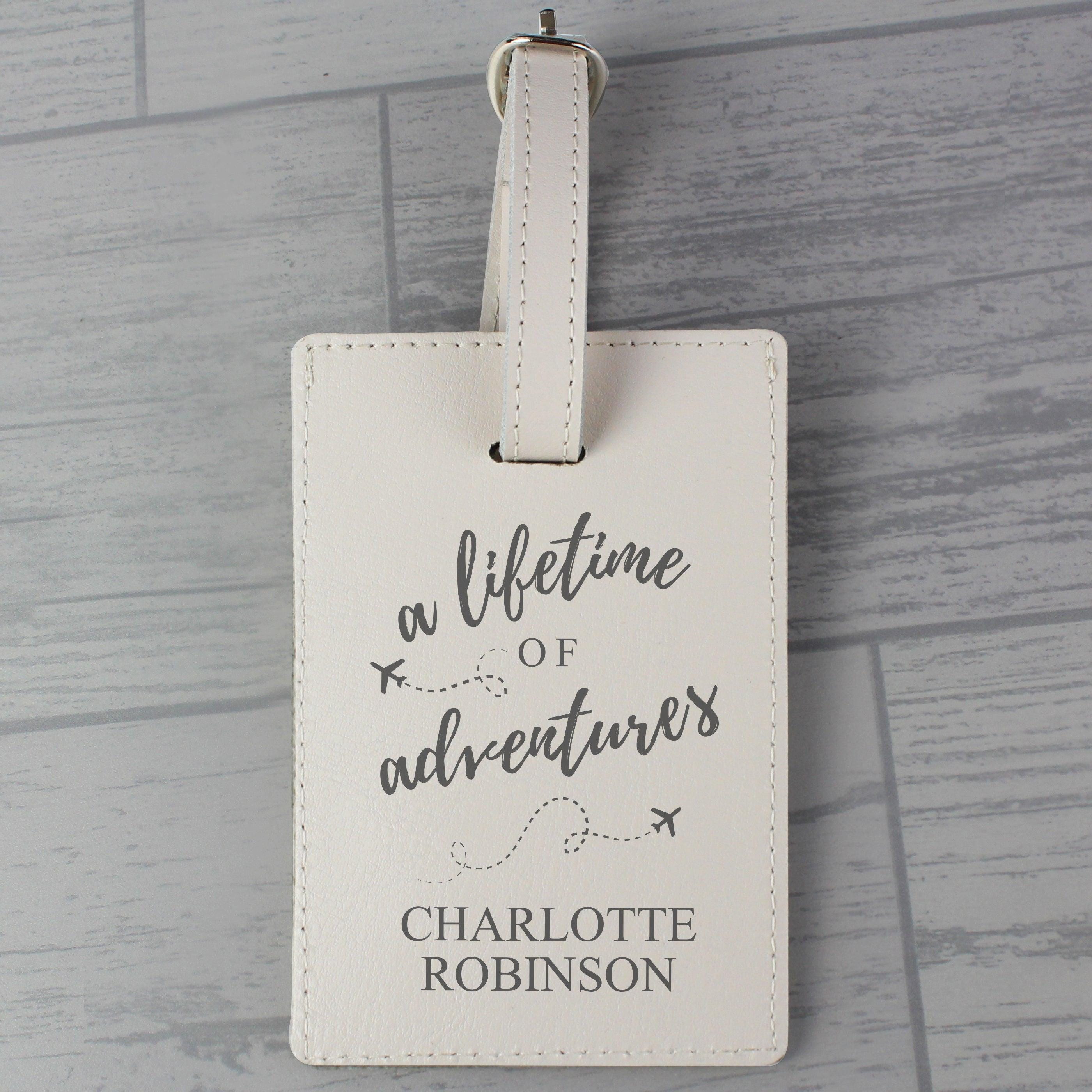 Personalised 'Lifetime of Adventures' Cream Luggage Tag - Inspired Creative Gifts