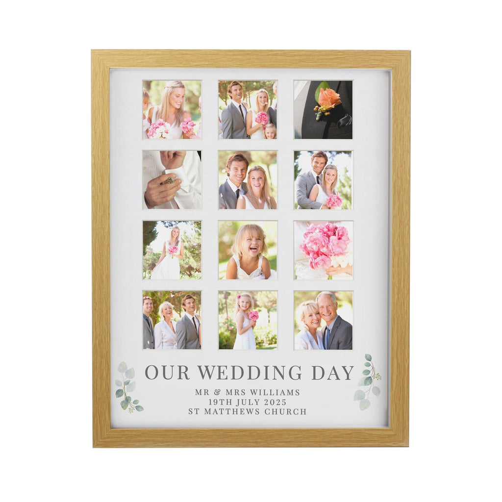 Personalised Wedding Oak Multi Photo Frame - Inspired Creative Gifts
