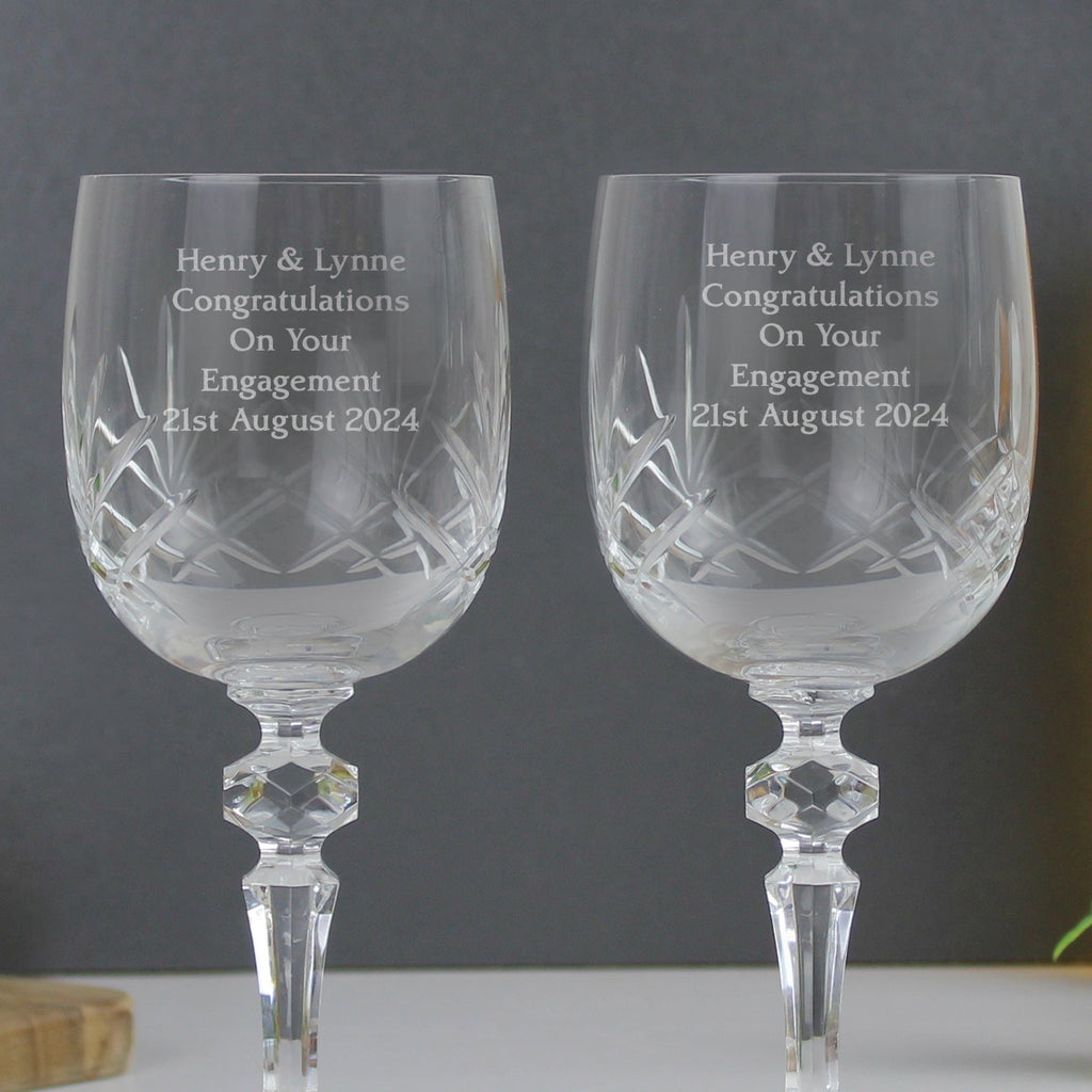 Personalised Pair of Crystal Wine Glasses - Inspired Creative Gifts