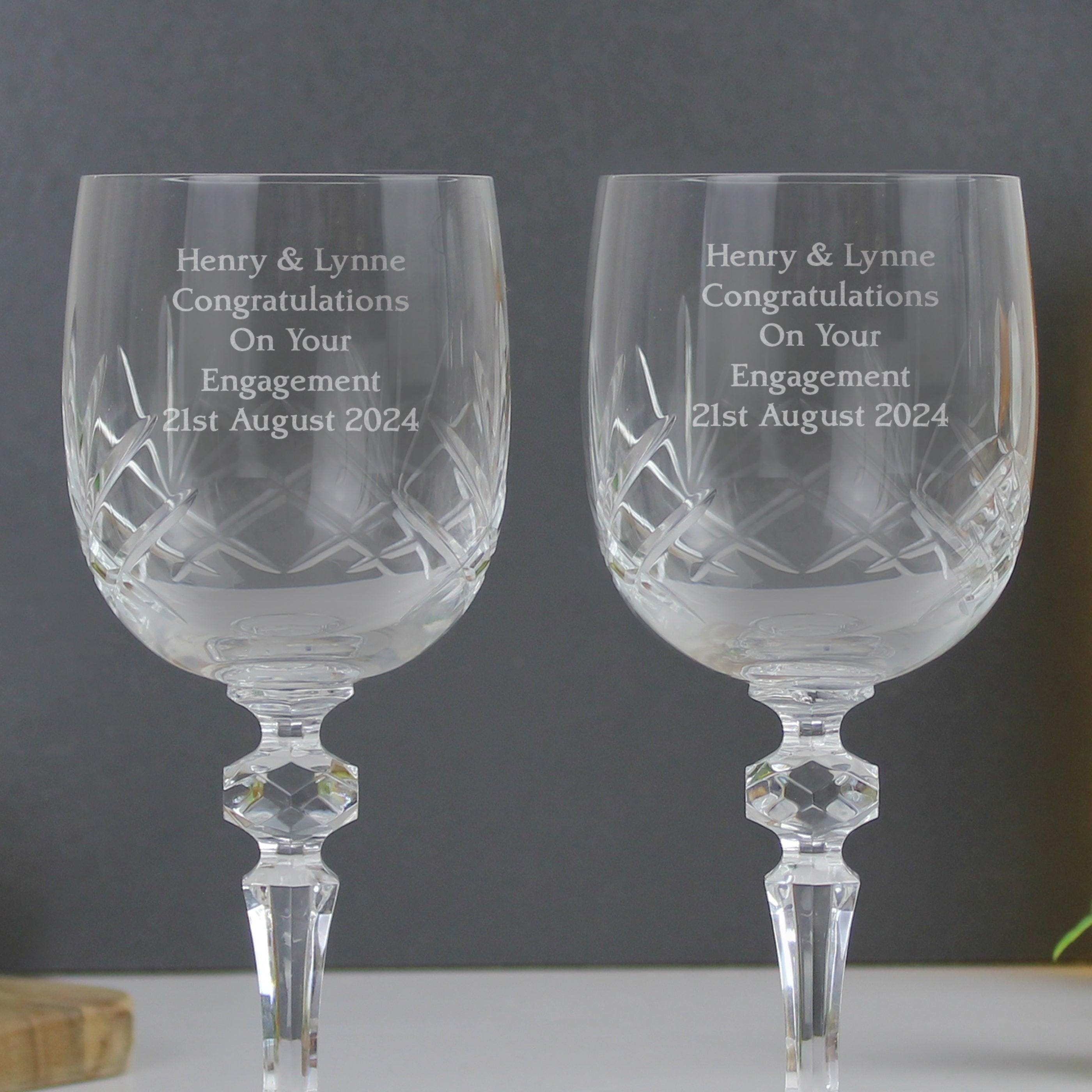Personalised Pair of Crystal Wine Glasses - Inspired Creative Gifts