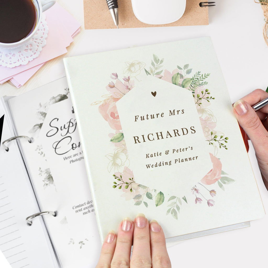 Personalised Floral Watercolour Wedding Planner - Inspired Creative Gifts