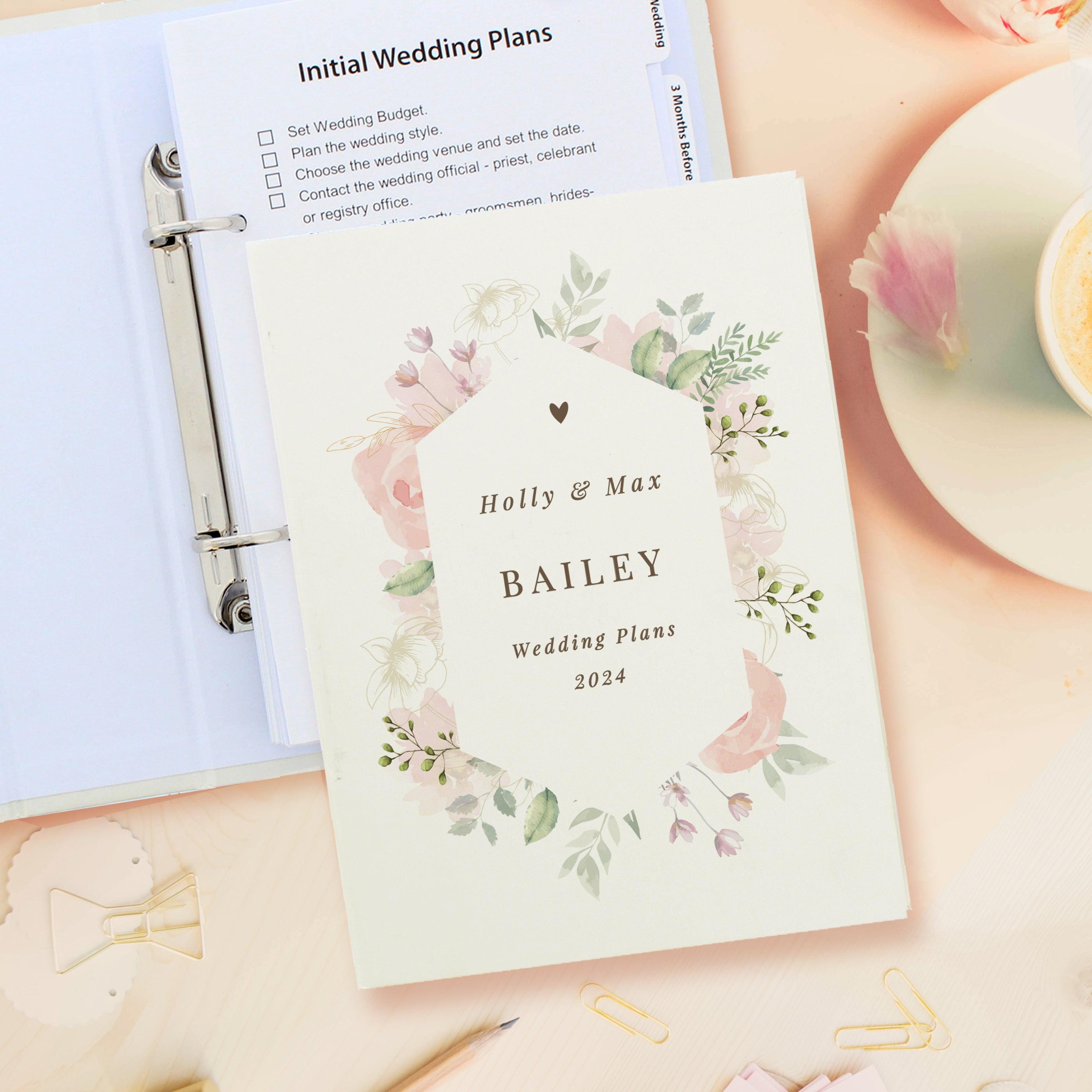 Personalised Floral Watercolour Wedding Planner - Inspired Creative Gifts