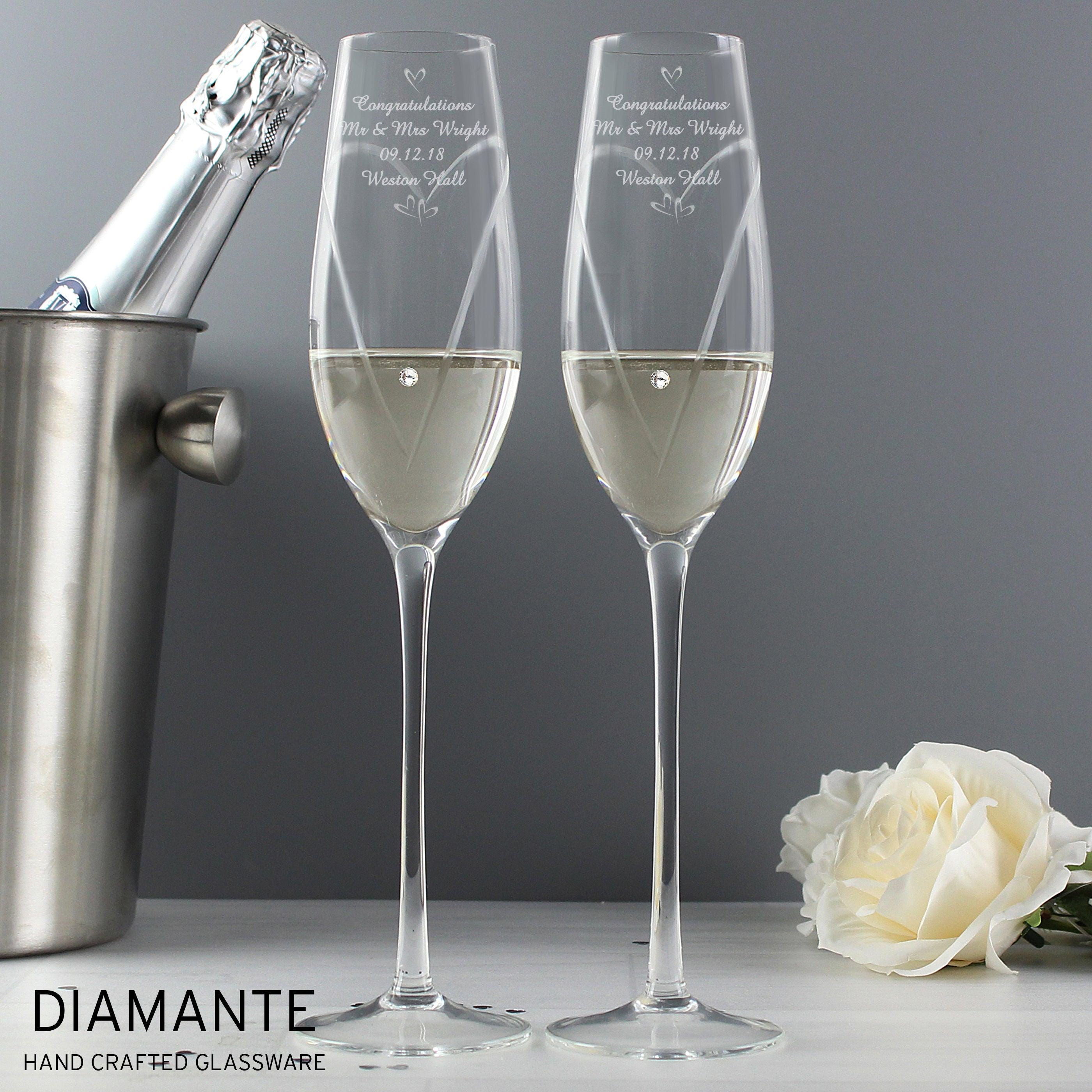 Personalised Hand Cut Little Hearts Pair of Flutes with Gift Box - Inspired Creative Gifts