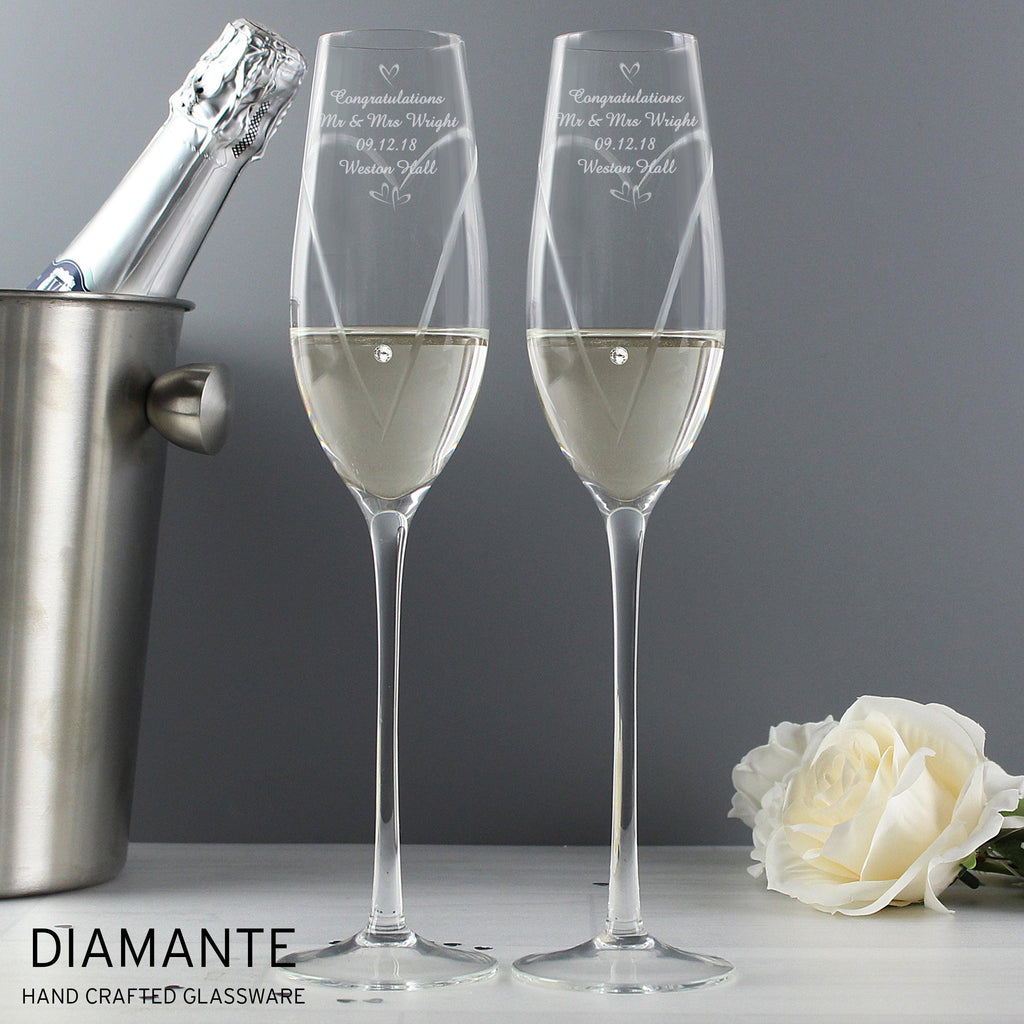 Personalised Hand Cut Little Hearts Pair of Flutes with Gift Box - Inspired Creative Gifts