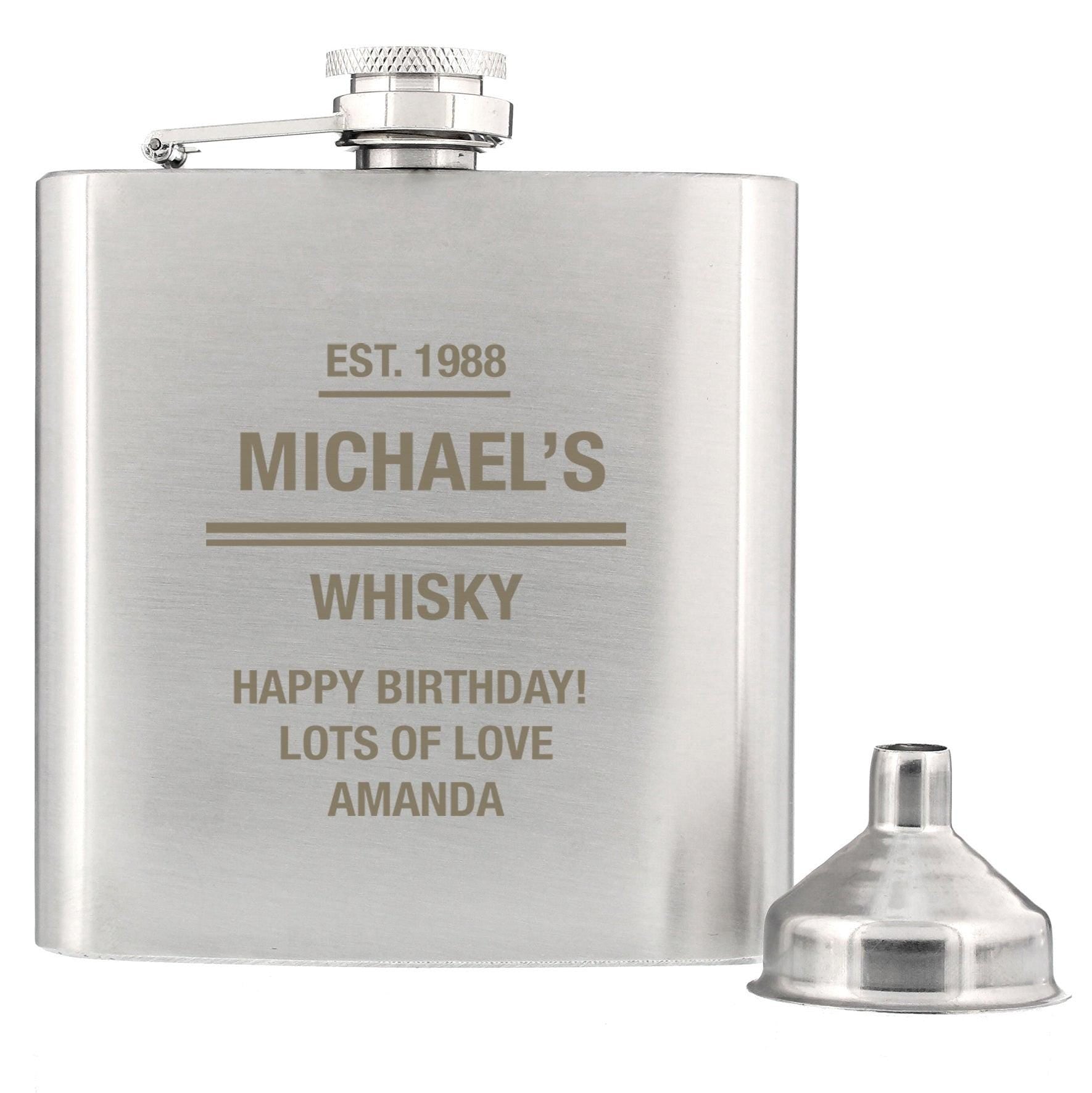 Personalised Message Stainless Steel Hip Flask - Inspired Creative Gifts