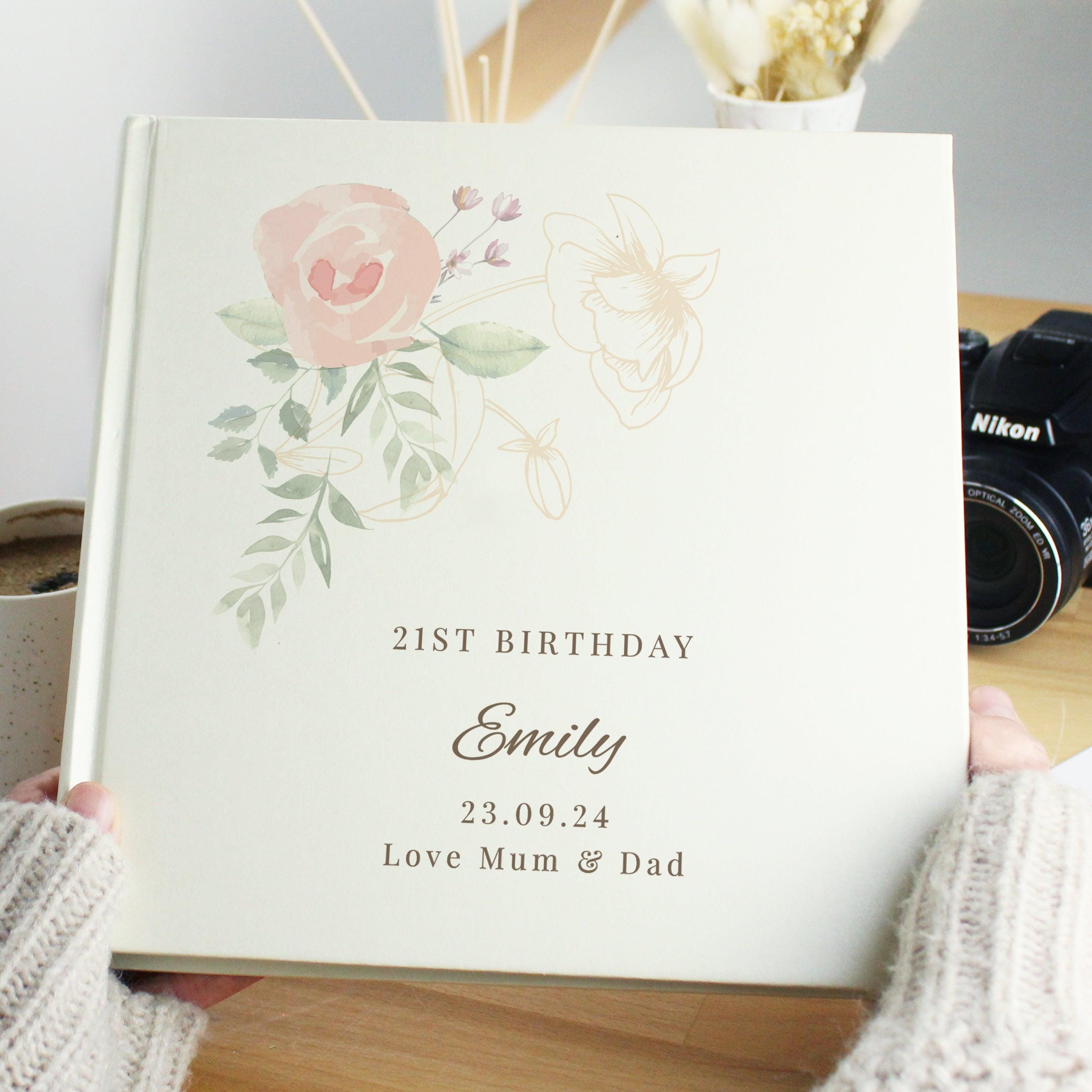 Personalised Floral Square Photo Album - Inspired Creative Gifts