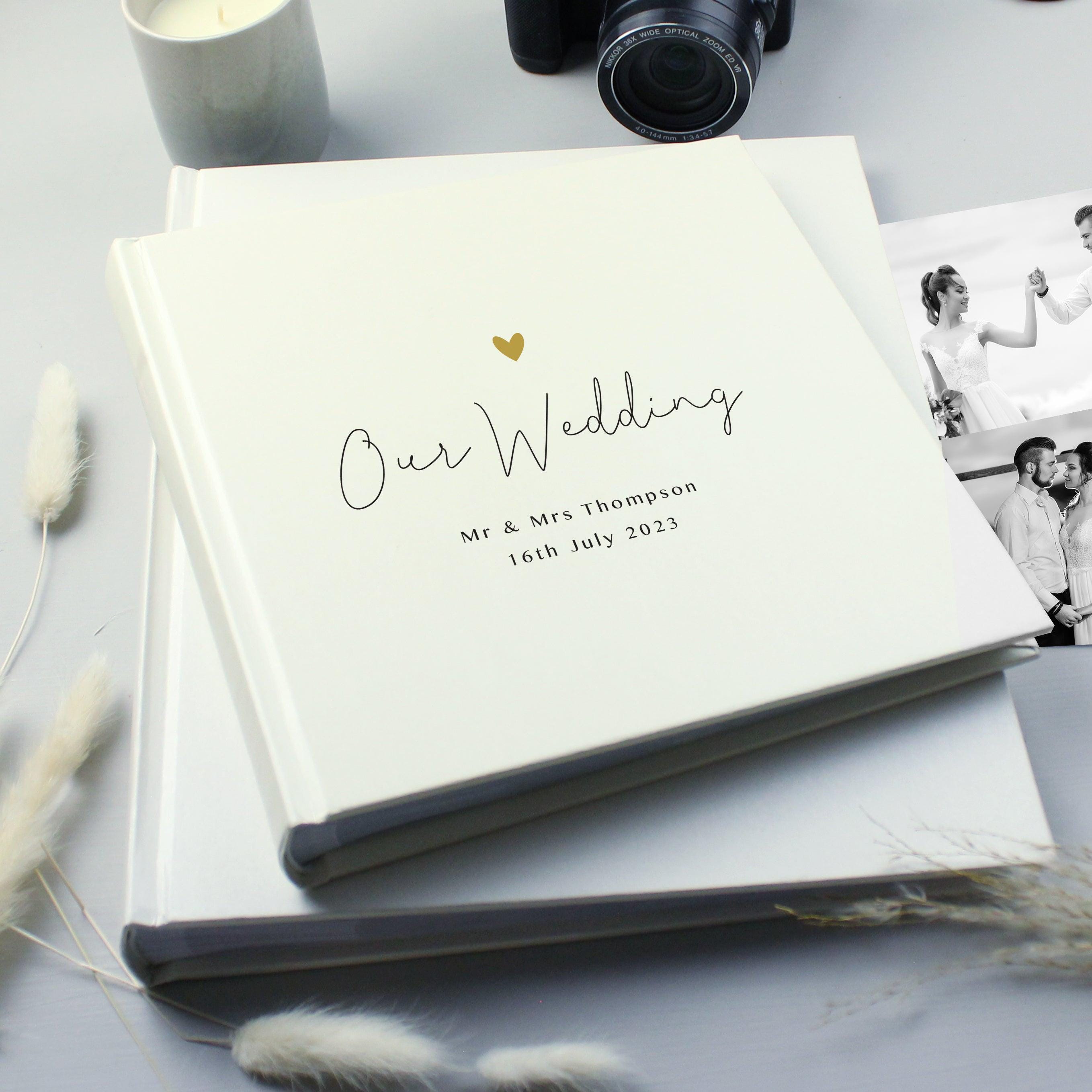Personalised Gold Heart Couples Square Photo Album - Inspired Creative Gifts