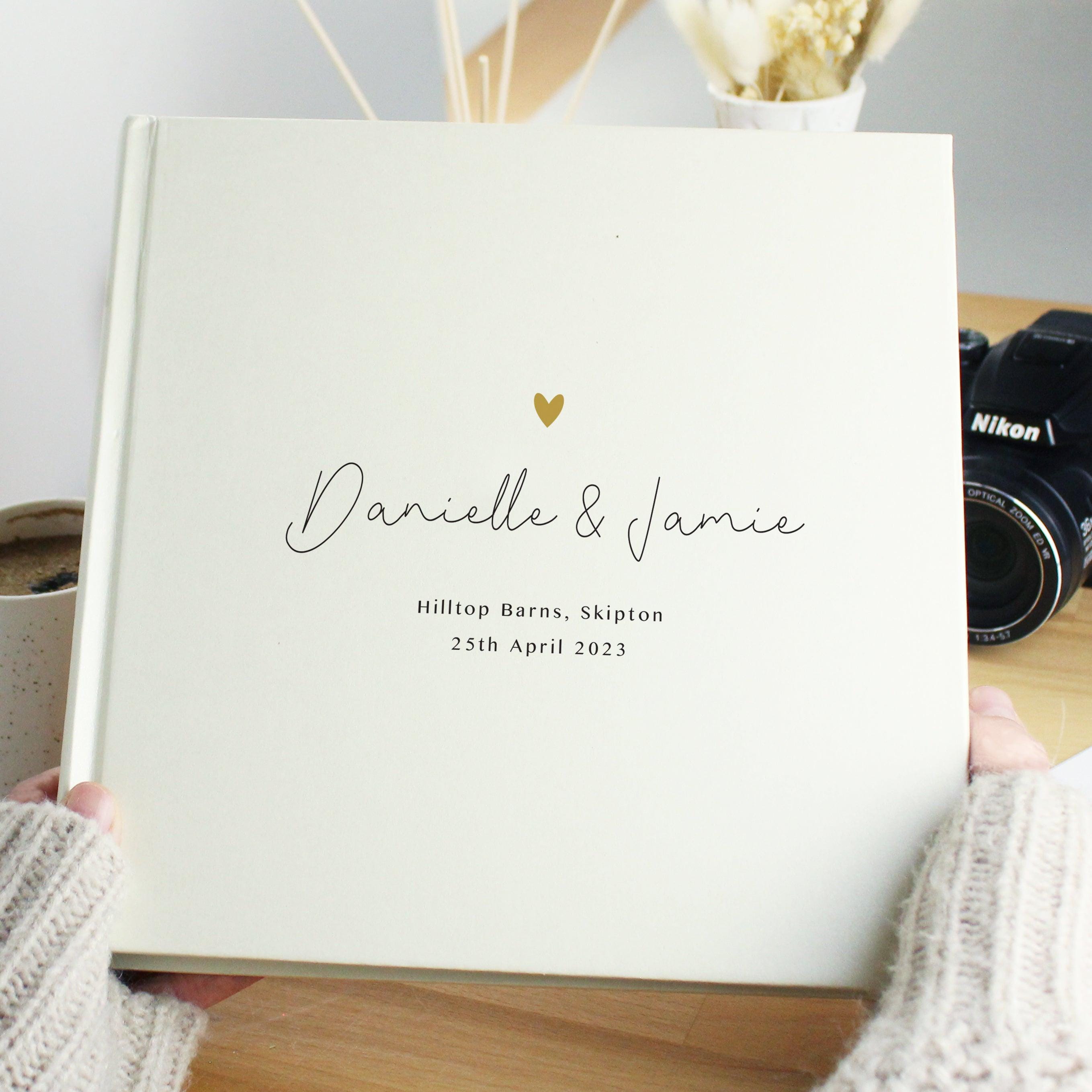 Personalised Gold Heart Couples Square Photo Album - Inspired Creative Gifts