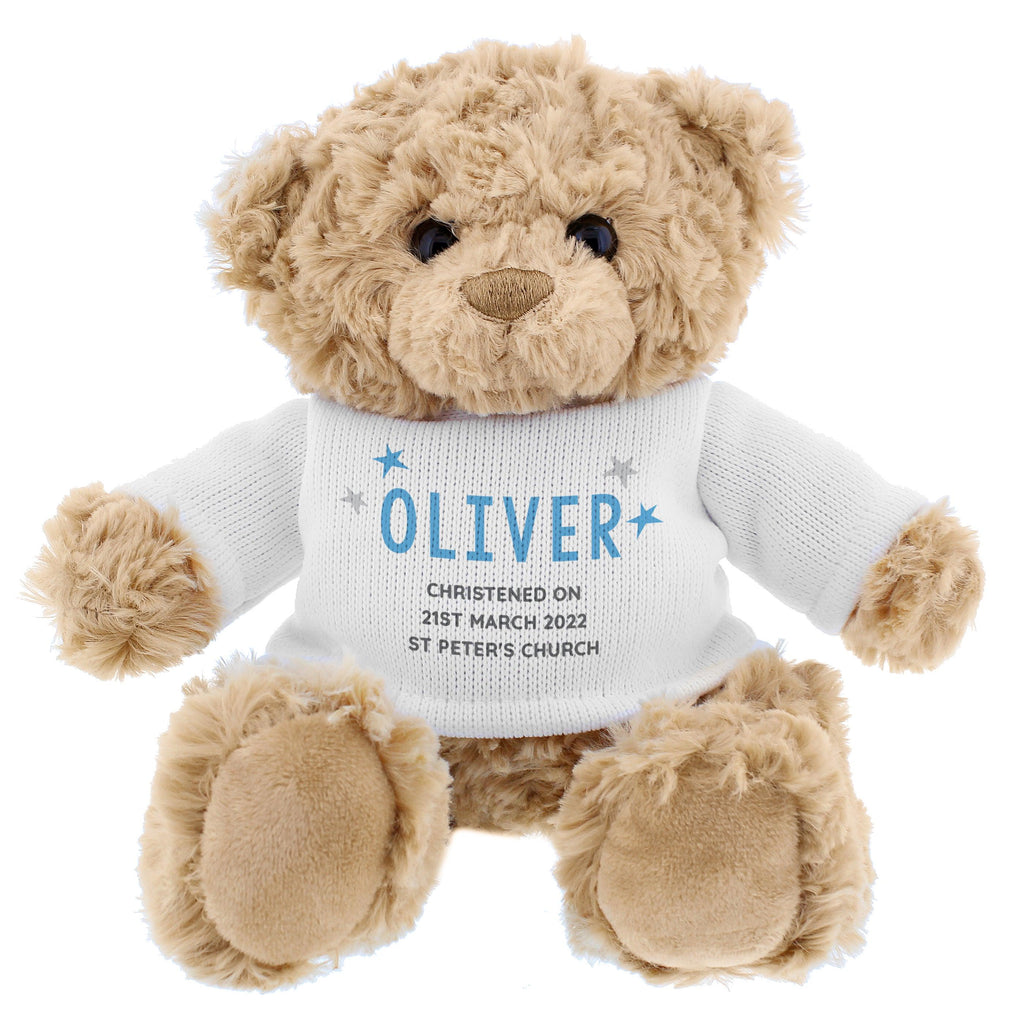 Personalised Blue Name & Message Teddy Bear - Inspired Creative Gifts