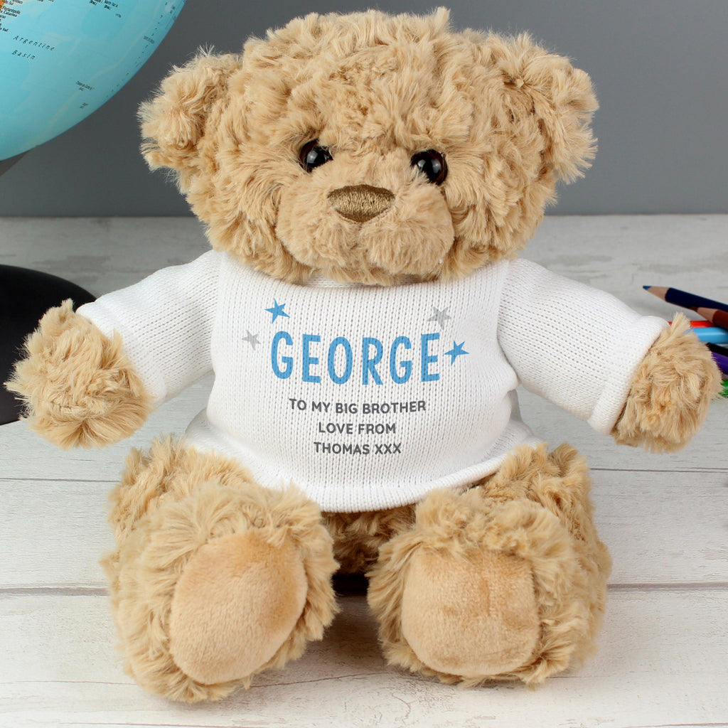 Personalised Blue Name & Message Teddy Bear - Inspired Creative Gifts