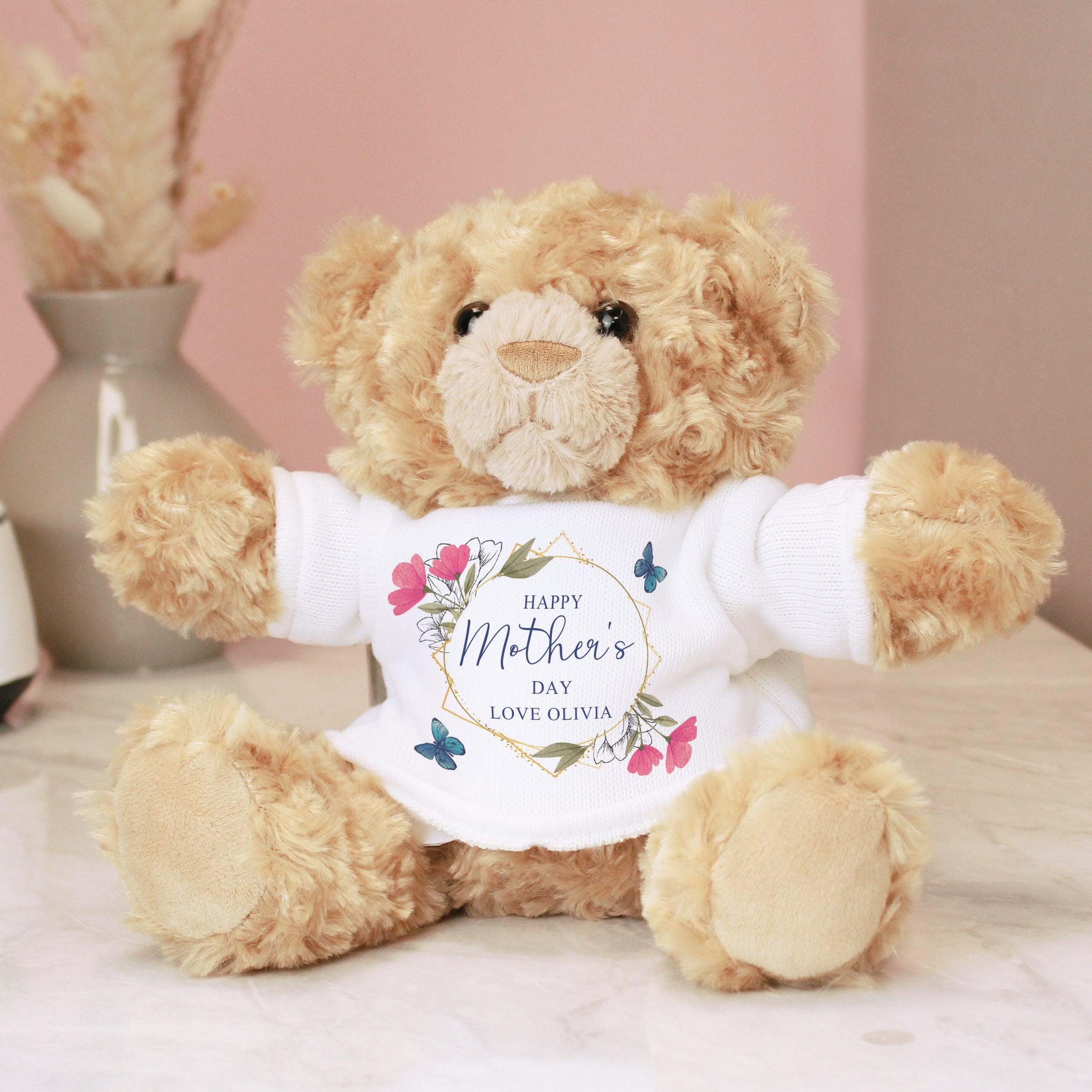 Personalised Geometric Floral Teddy Bear - Inspired Creative Gifts