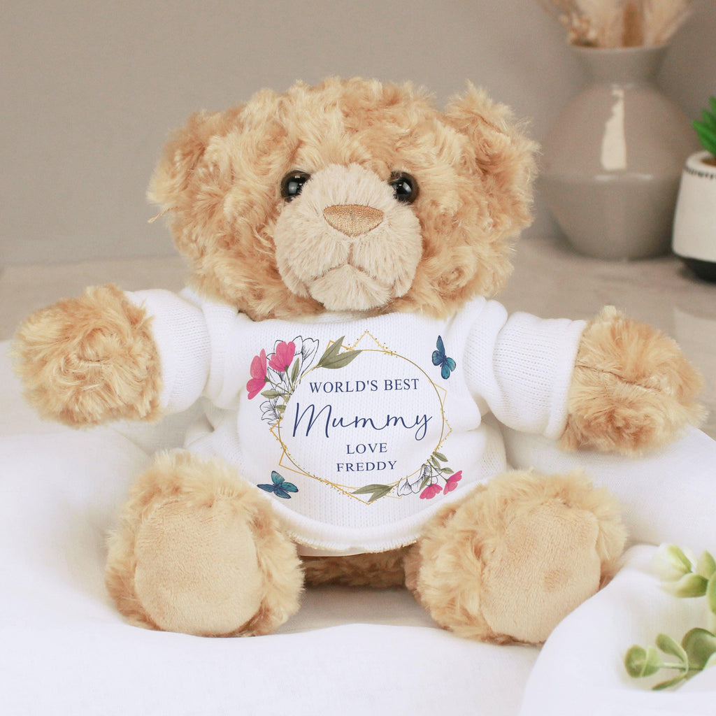 Personalised Geometric Floral Teddy Bear - Inspired Creative Gifts