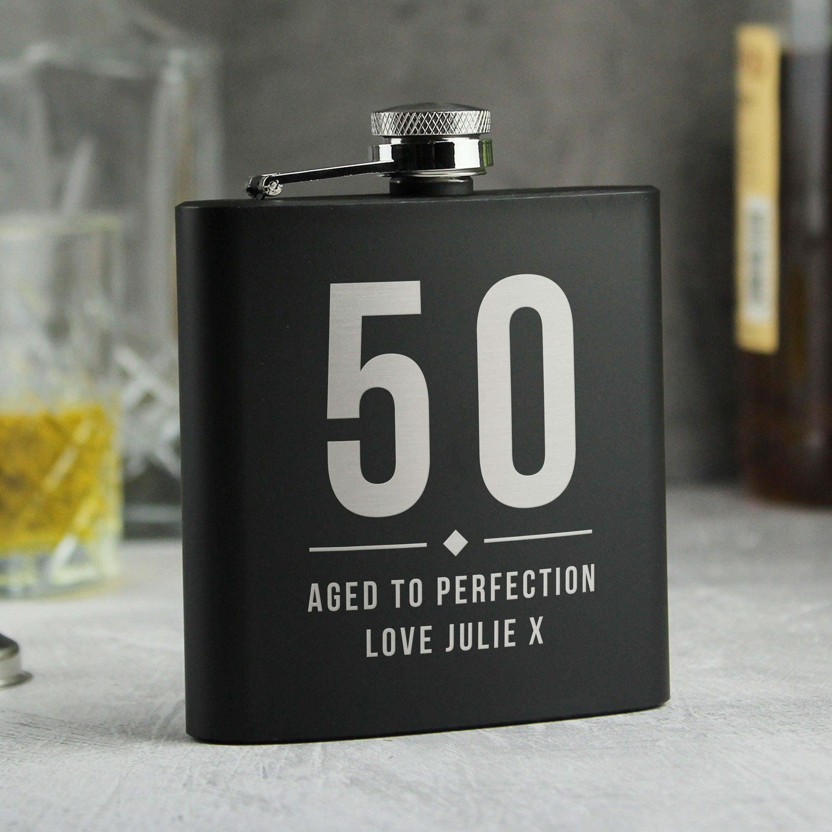 Personalised Big Numbers Black Hip Flask - Inspired Creative Gifts