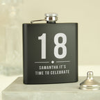 Personalised Big Numbers Black Hip Flask - Inspired Creative Gifts