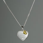 Personalised Sterling Silver Heart Locket Necklace with Diamond & 9ct Gold Charm - Inspired Creative Gifts