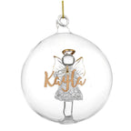 Personalised Gold Glitter Name Only Angel Glass Bauble | Inspired Creative Gifts