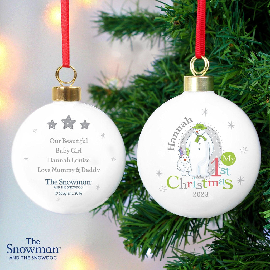 Personalised The Snowman and the Snowdog My 1st Christmas Bauble | Inspired Creative Gifts