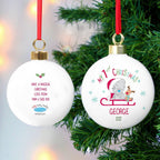 Personalised Tiny Tatty Teddy My 1st Christmas Sleigh Bauble | Inspired Creative Gifts | UK Supplier
