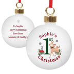 Personalised 1st Christmas Festive Fawn Bauble | Inspired Creative Gifts