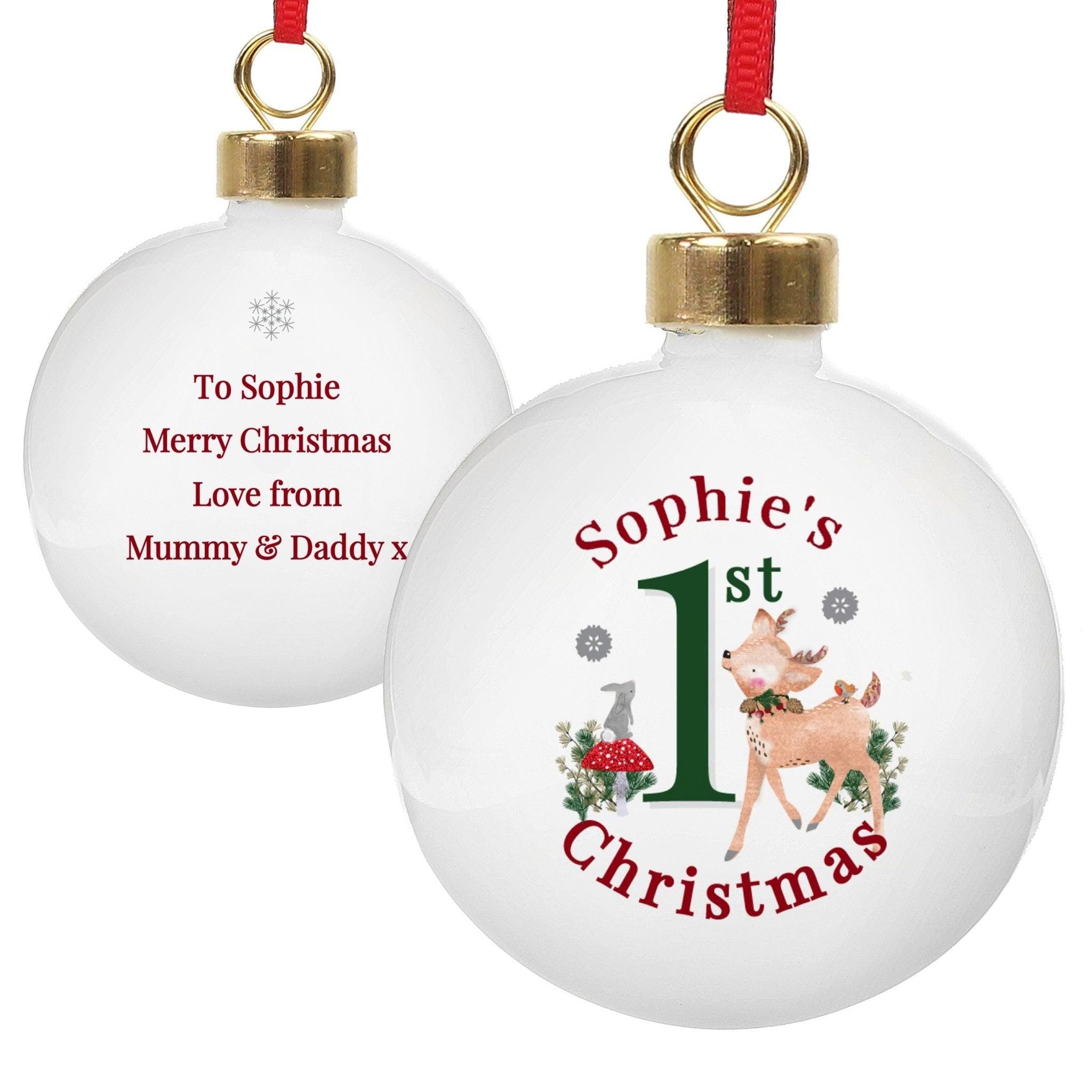 Personalised 1st Christmas Festive Fawn Bauble | Inspired Creative Gifts