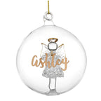 Personalised Gold Glitter Name Only Angel Glass Bauble | Inspired Creative Gifts