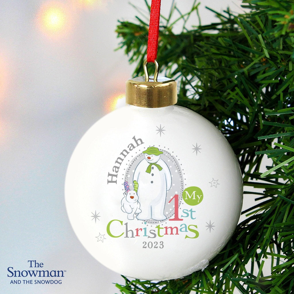 Personalised The Snowman and the Snowdog My 1st Christmas Bauble | Inspired Creative Gifts