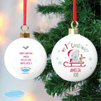 Personalised Tiny Tatty Teddy My 1st Christmas Sleigh Bauble | Inspired Creative Gifts | UK Supplier