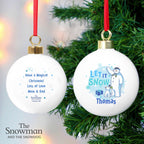 Personalised The Snowman and the Snowdog Blue Bauble | Inspired Creative Gifts | UK Supplier