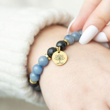 Inner Peace Blue Lace Agate Crystal Essential Oil Bracelet | Inspired Creative Gifts | UK Supplier