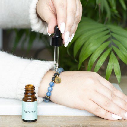 Inner Peace Blue Lace Agate Crystal Essential Oil Bracelet | Inspired Creative Gifts | UK Supplier