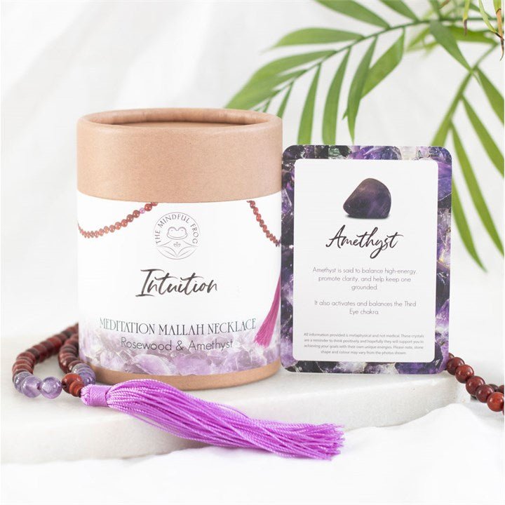 Intuition Rosewood & Amethyst Mallah Necklace | Inspired Creative Gifts | UK Supplier