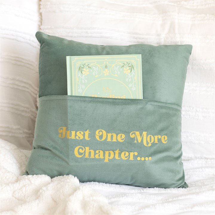 Just One More Chapter Cushion with Book Pocket | Inspired Creative Gifts | UK Supplier