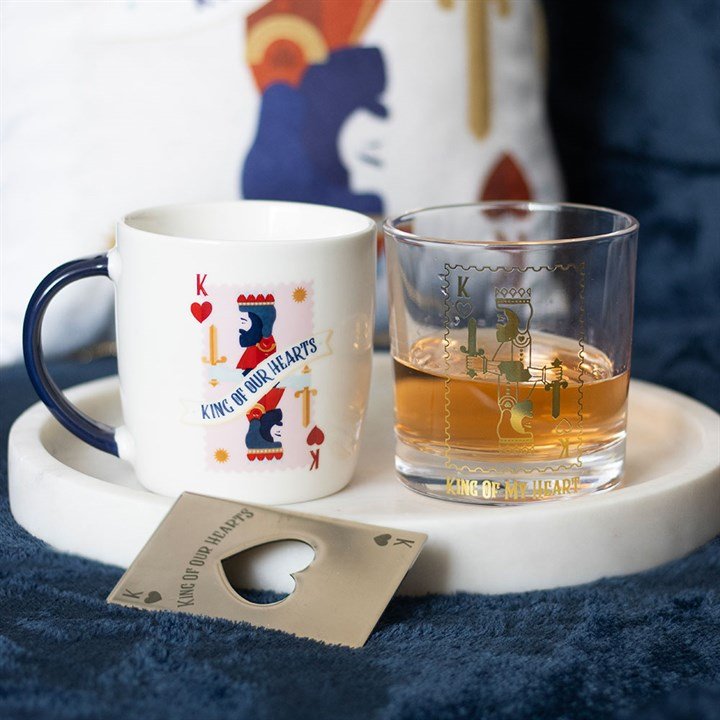 King of My Heart Drinking Glass | Inspired Creative Gifts | UK Supplier