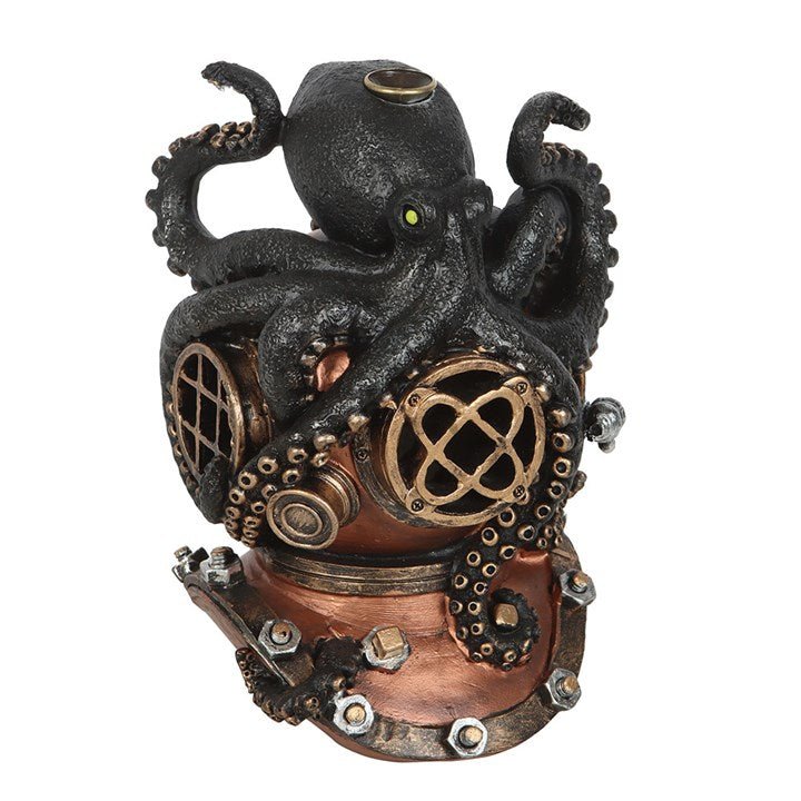 Kraken on Diver's Helmet Backflow Incense Burner | Inspired Creative Gifts | UK Supplier