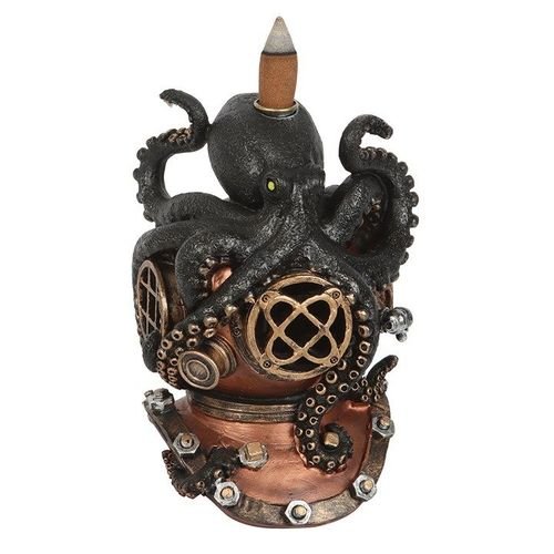 Kraken on Diver's Helmet Backflow Incense Burner | Inspired Creative Gifts | UK Supplier