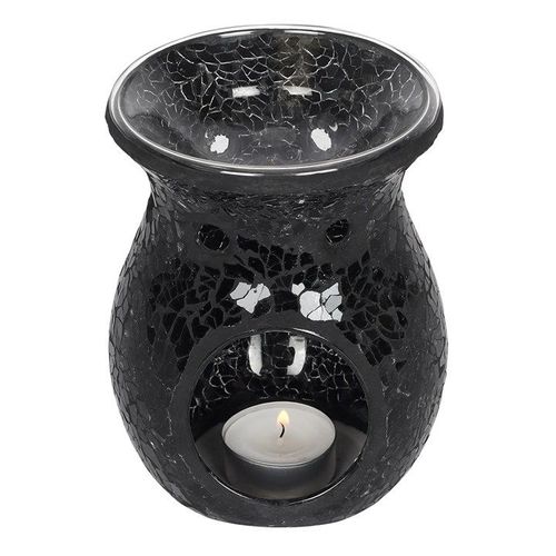 Large Black Crackle Oil Burner and Wax Warmer | Inspired Creative Gifts | UK Supplier